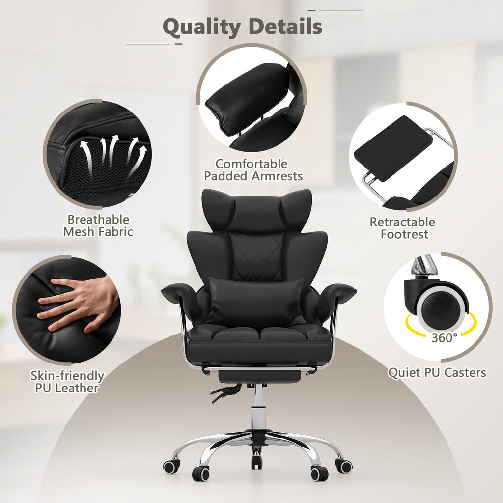 PU Leather Home Office Chair 400 lbs High Back Executive