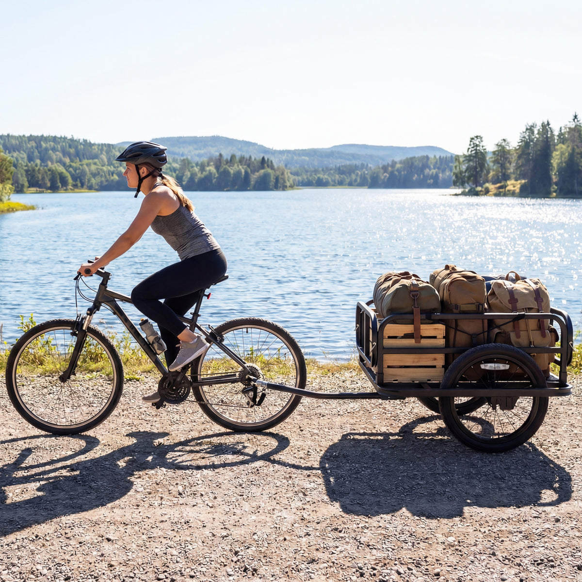 Bike Cargo Trailer Heavy-Duty Bicycle Wagon Cart with Universal Hitch