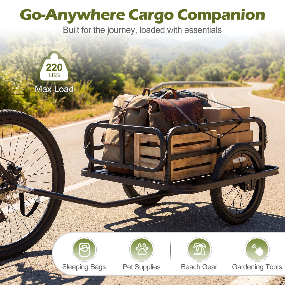 Bike Cargo Trailer Heavy-Duty Bicycle Wagon Cart with Universal Hitch
