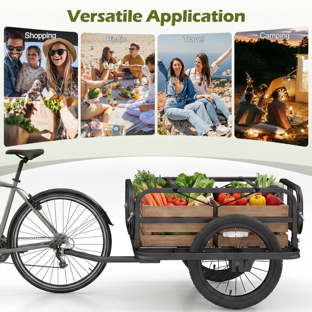 Bike Cargo Trailer Heavy-Duty Bicycle Wagon Cart with Universal Hitch