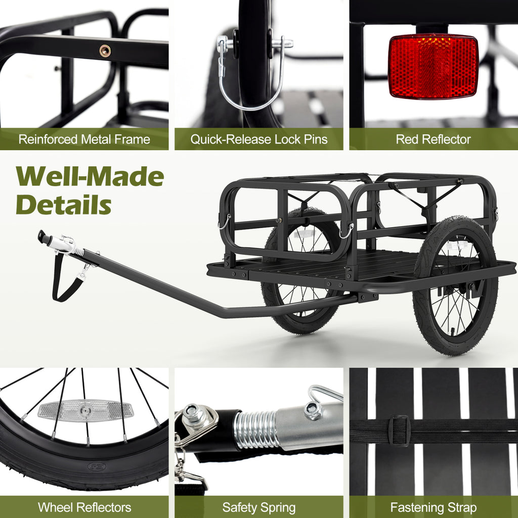 Bike Cargo Trailer Heavy-Duty Bicycle Wagon Cart with Universal Hitch