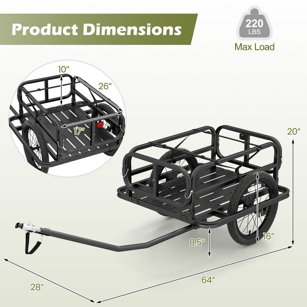 Bike Cargo Trailer Heavy-Duty Bicycle Wagon Cart with Universal Hitch