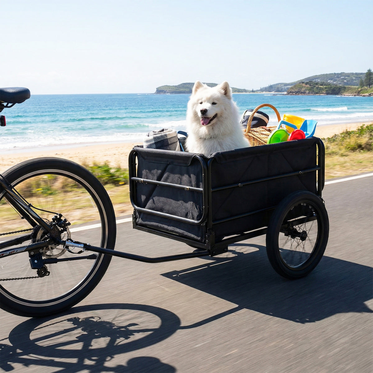 Bike Cargo Trailer with Bag and Cover Heavy-Duty Bicycle Wagon Cart