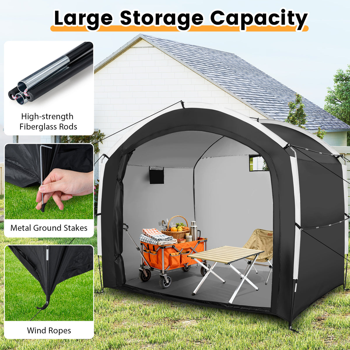 Bike Storage Tent for 5 Bikes - Waterproof Oxford Fabric