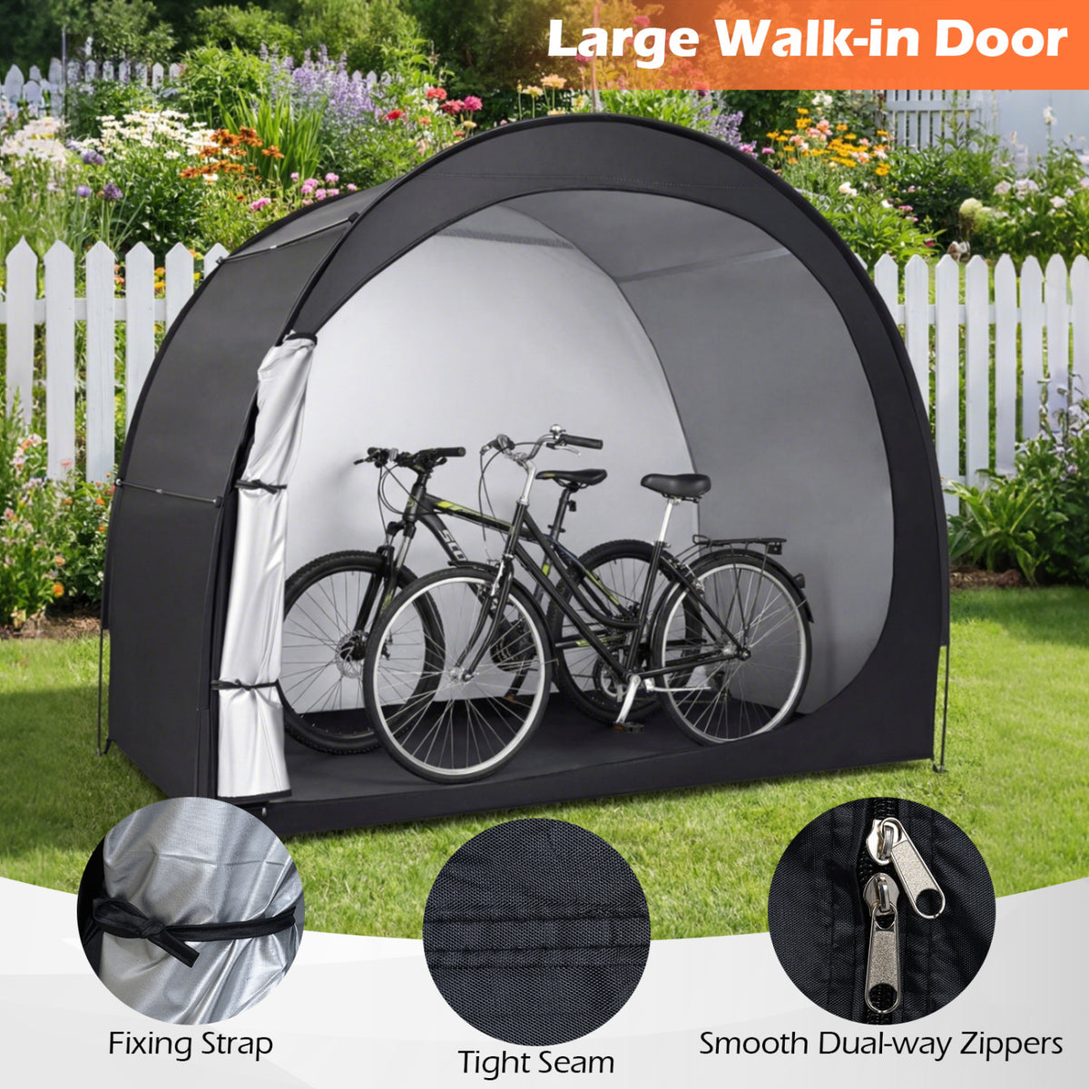 Bike Storage Tent Portable Bicycle Shed with Waterproof PU Coated