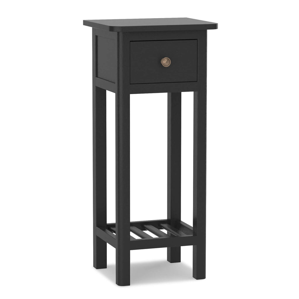 2 Tier Slim Nightstand with Drawer Shelf - Natural
