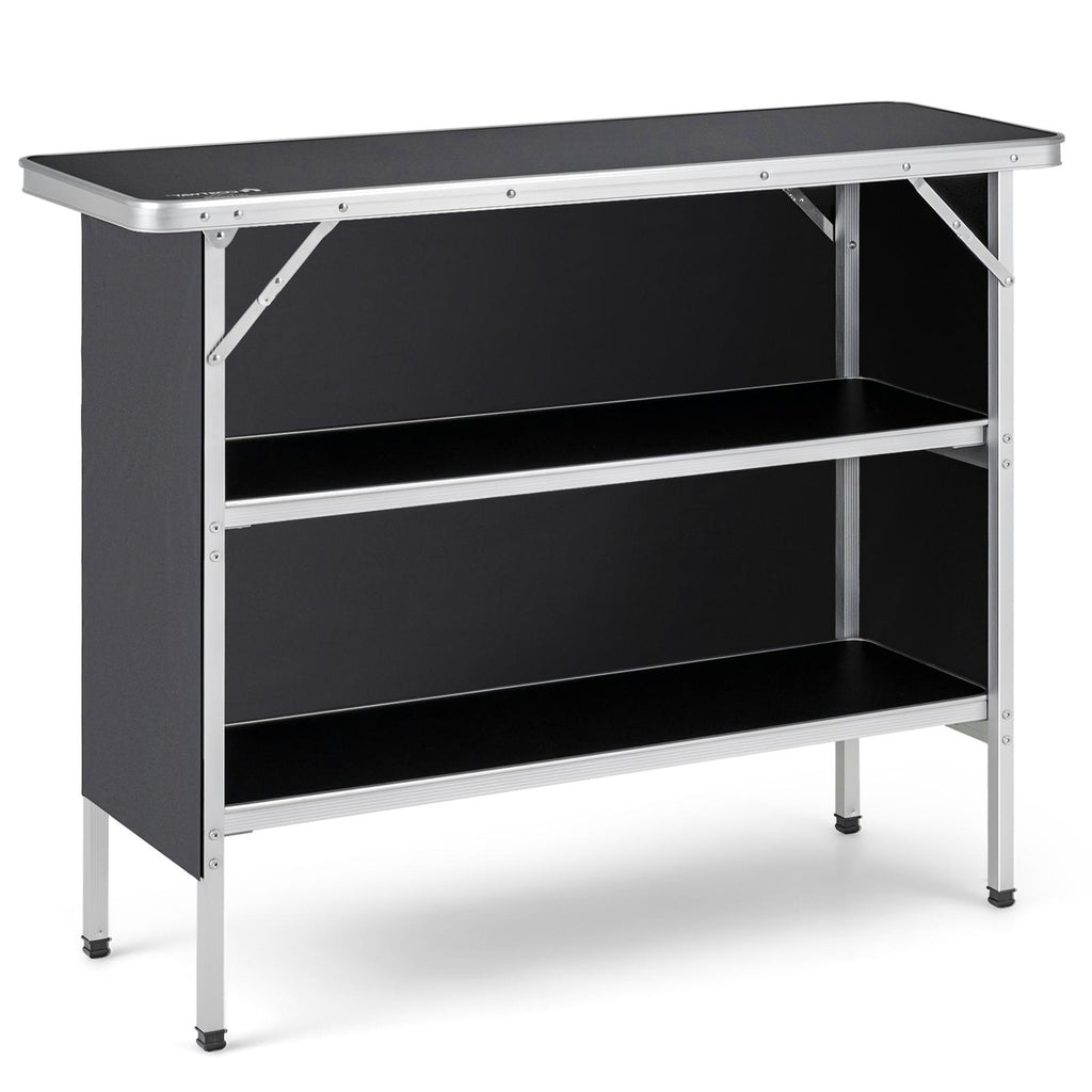 Folding Camping Table with 2-Tier Shelves - Coffee