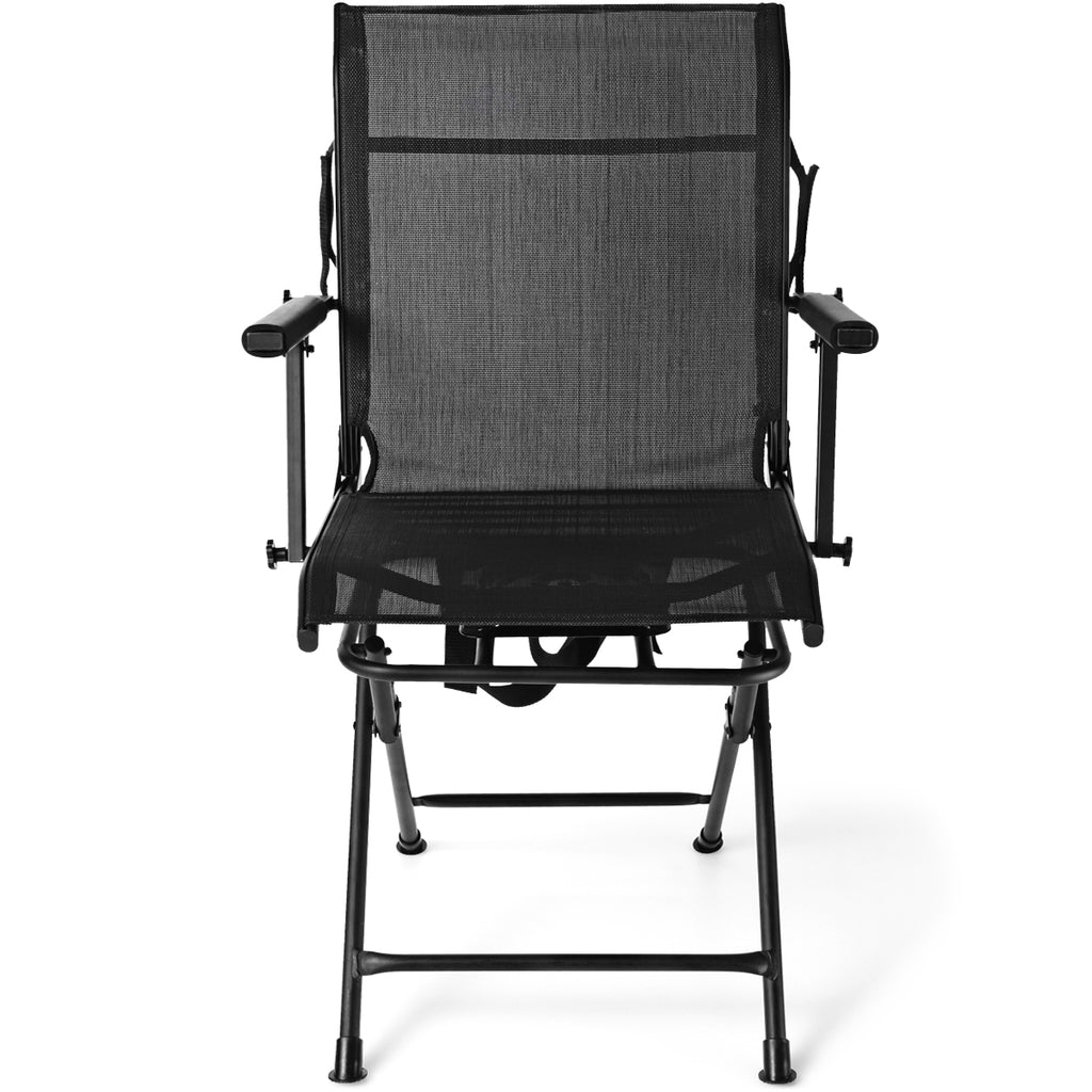 Foldable Swivel Patio Chair with Mesh Back - Black