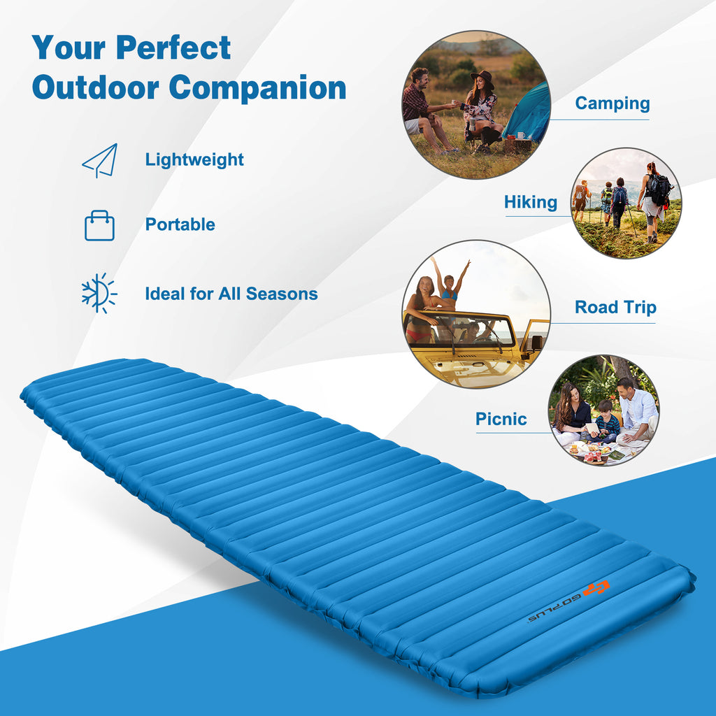 3 Inch Inflatable Camping Sleeping Pad Waterproof - Blue