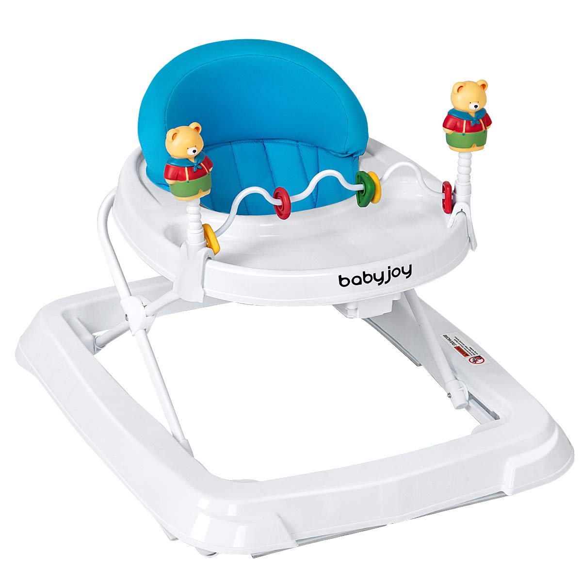 Height Adjustable Baby Walker with Padded Seat & Safety Belt - Blue, 24x28x22"