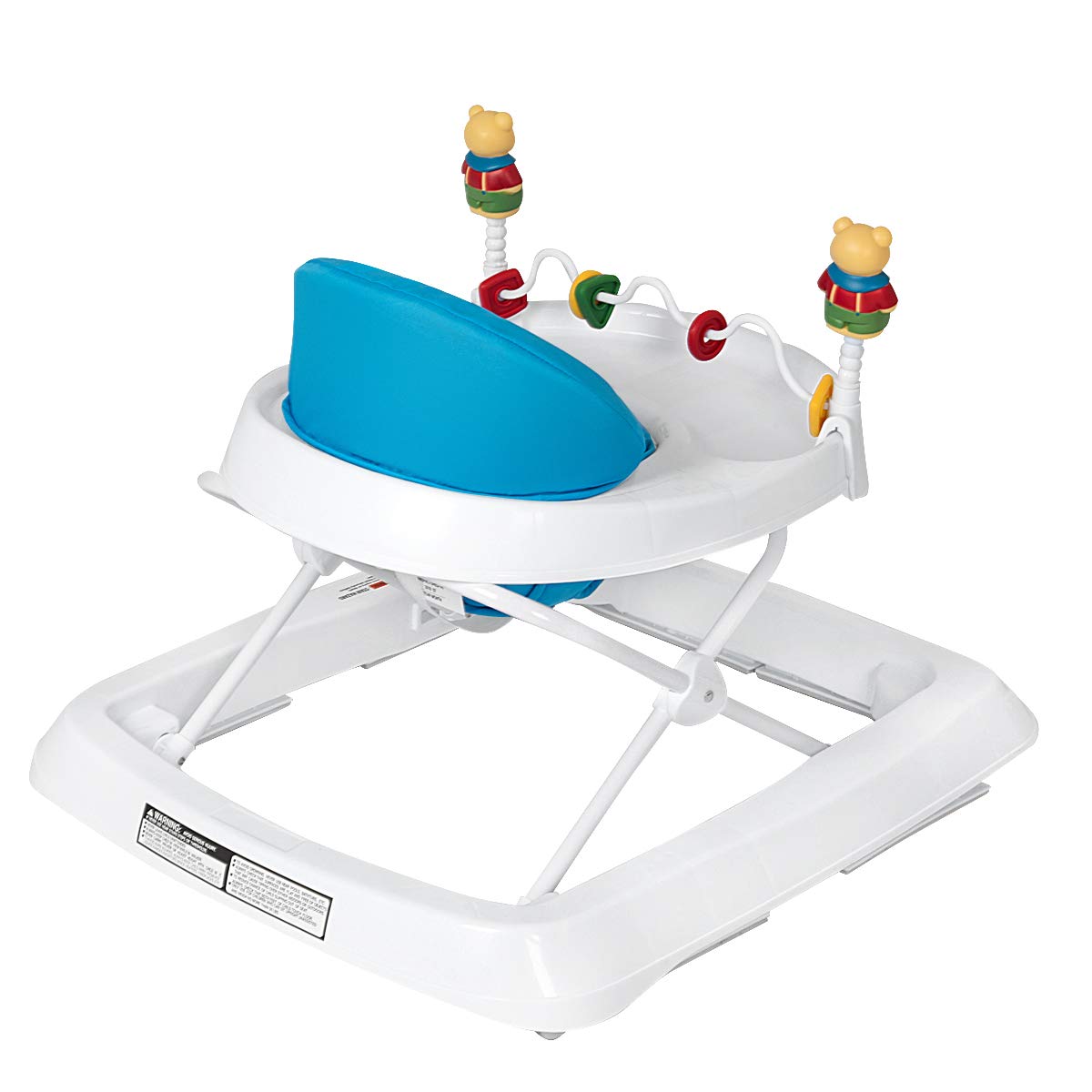 Height Adjustable Baby Walker with Padded Seat & Safety Belt - Blue, 24x28x22"