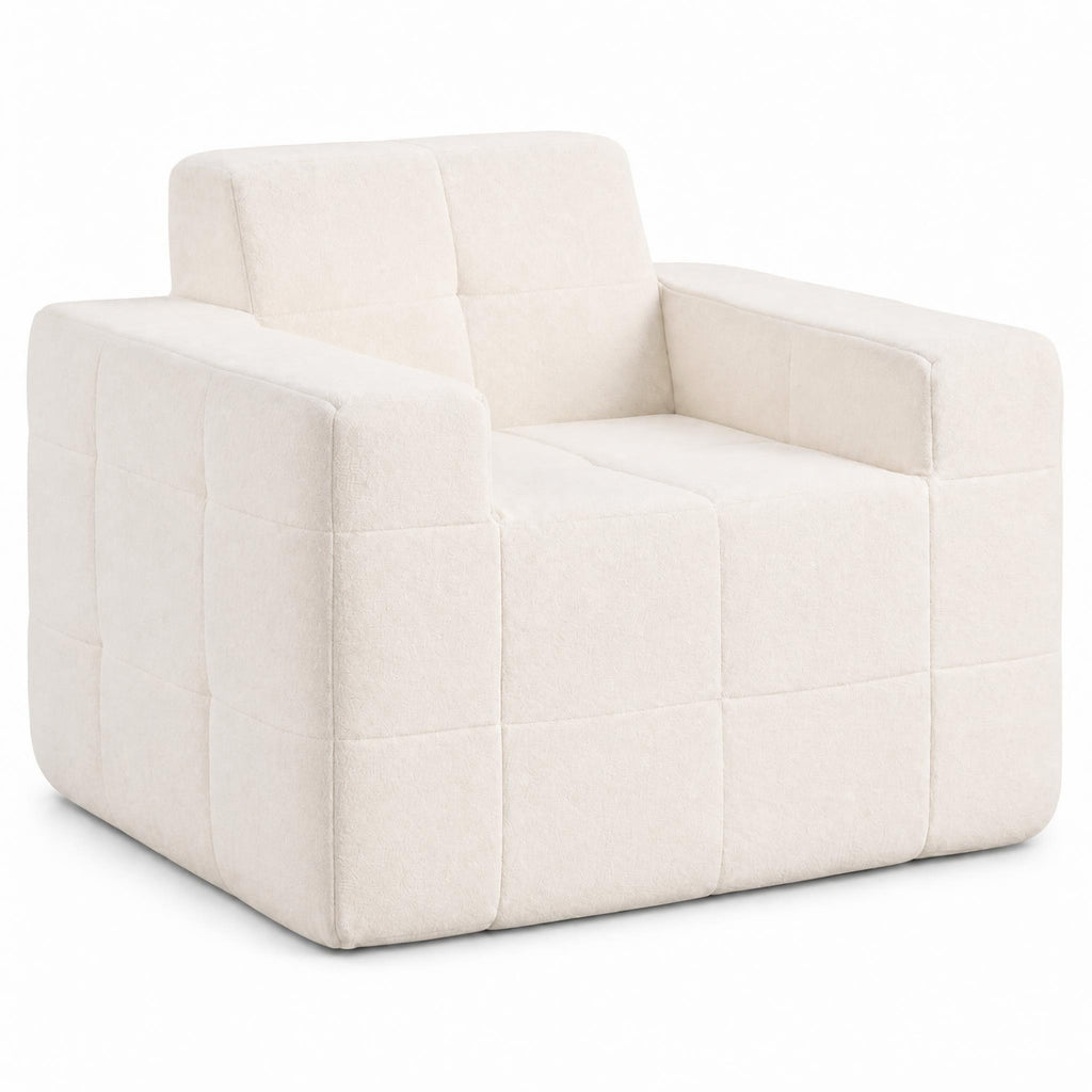 Boneless Cloud Sofa Chair with Terry Cloth Upholstery - Beige