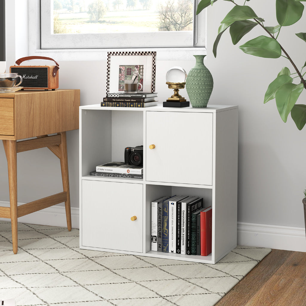 4-Cube Bookcase 3-Tier Bookshelf with Dual Anti-Tipping Kits and 2