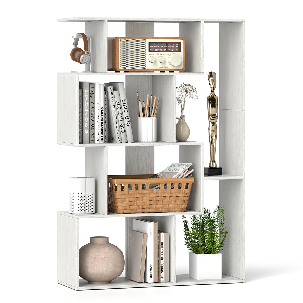 47-Inch 6-Cube Bookshelf Organizer - White