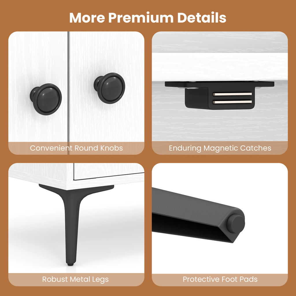 Bookshelf with 4 Doors and 2 Anti-Tipping Kits for Home Office