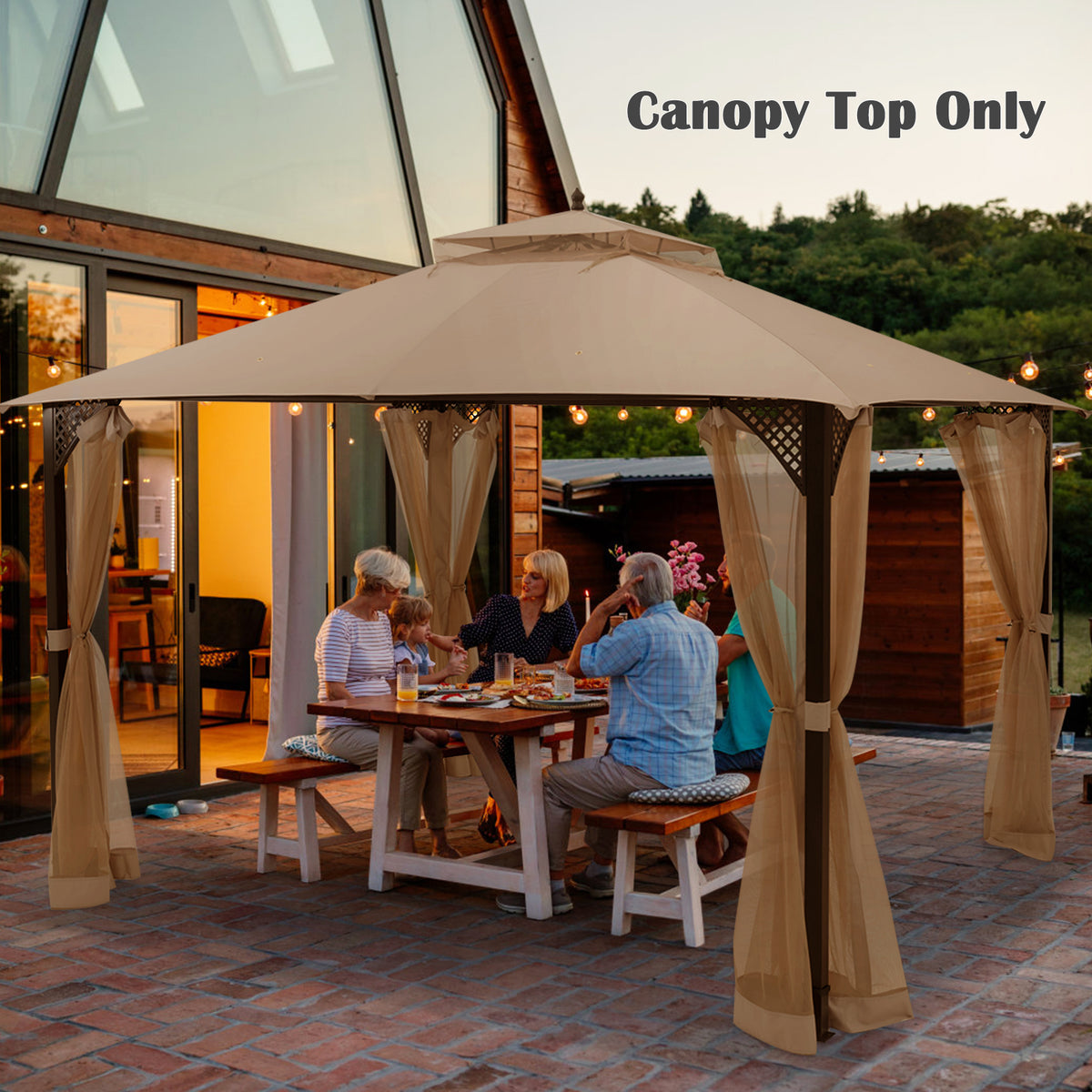 10 x 12 Feet Gazebo Replacement Top, Brown