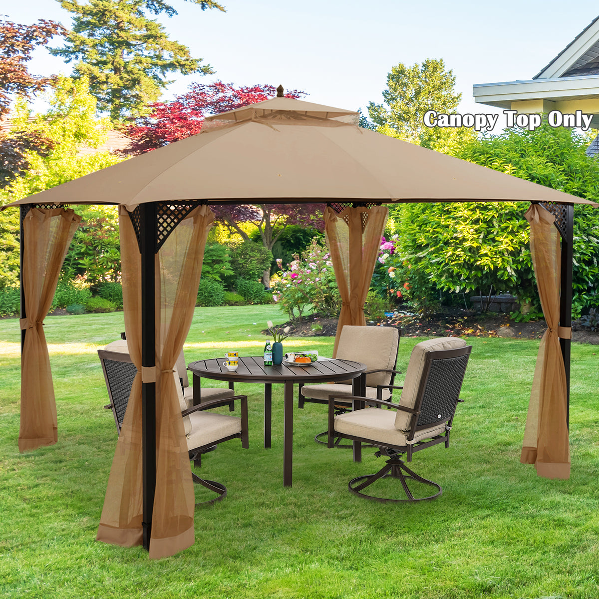 10 x 12 Feet Gazebo Replacement Top, Brown