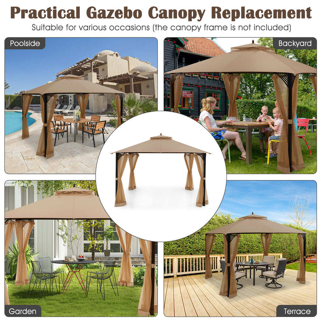 10 x 12 Feet Gazebo Replacement Top, Brown