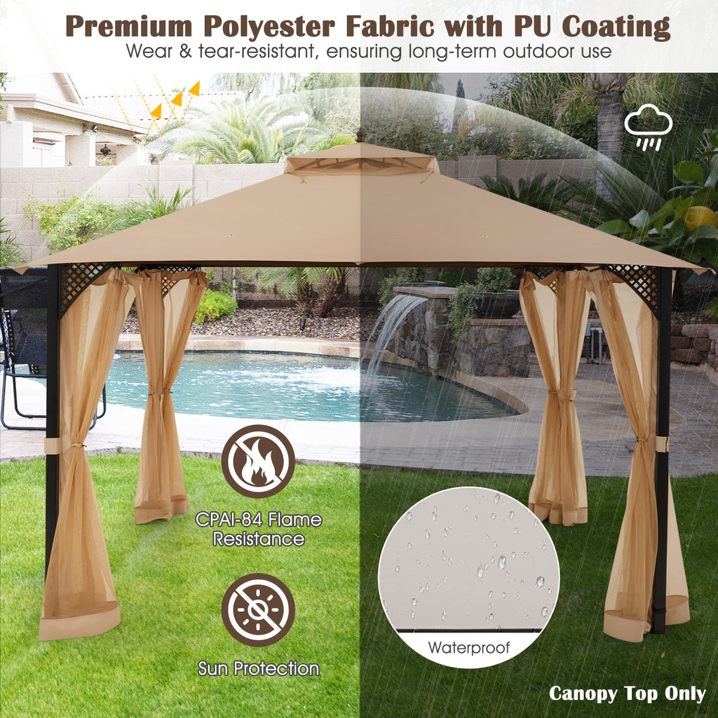 10 x 12 Feet Gazebo Replacement Top, Brown