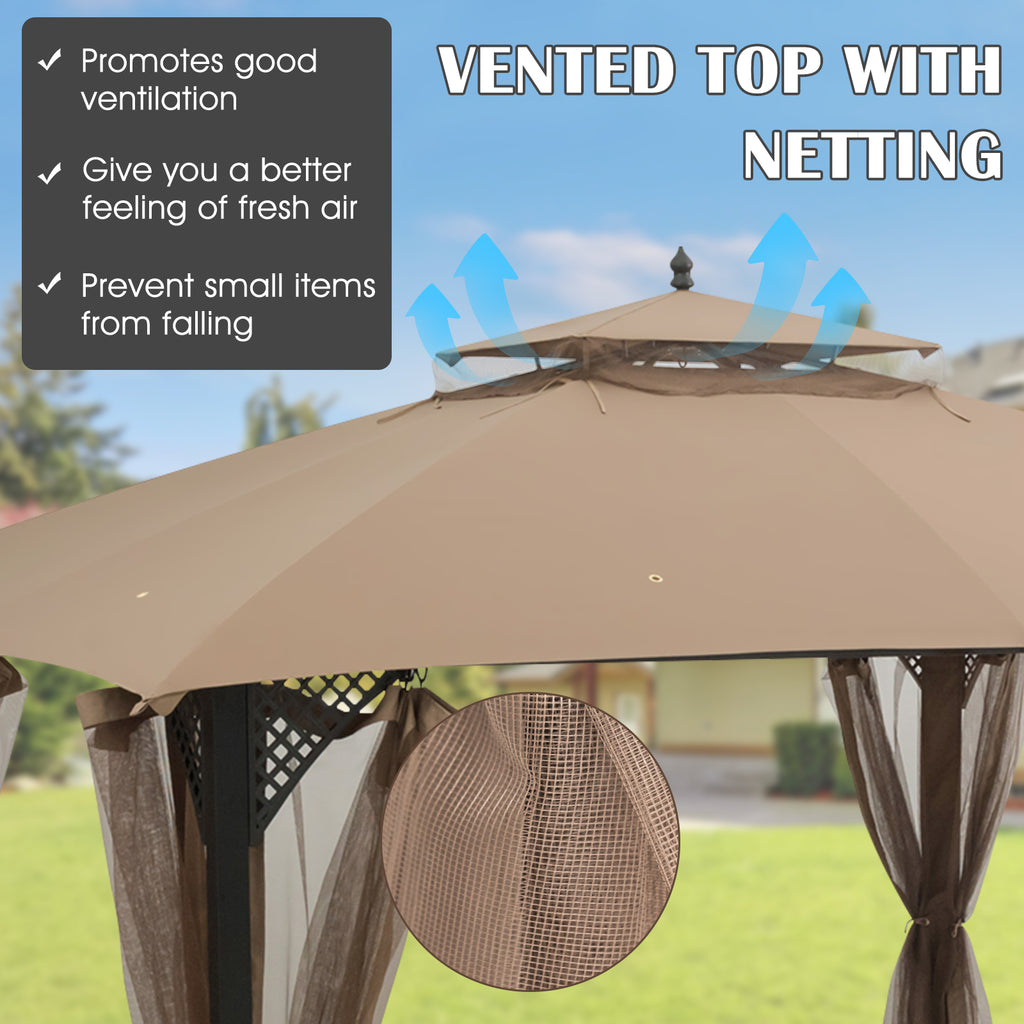 10 x 12 Feet Gazebo Replacement Top, Brown