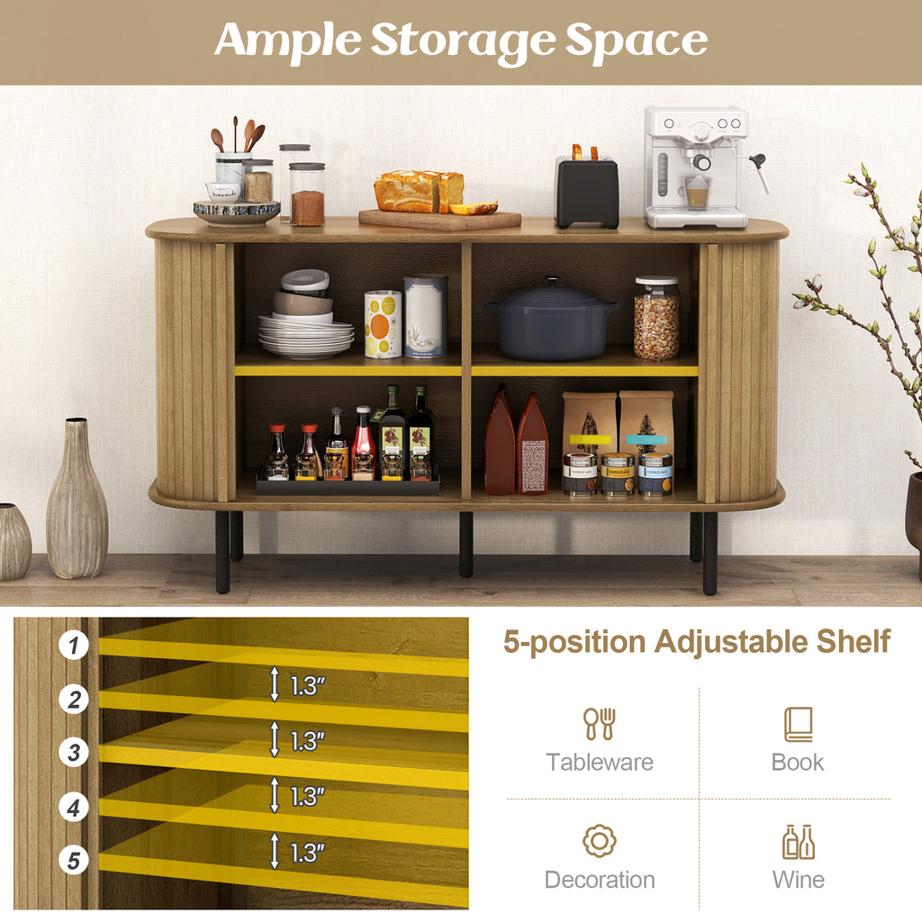 47 Inch Sideboard Cabinet with Adjustable Shelves - Oak