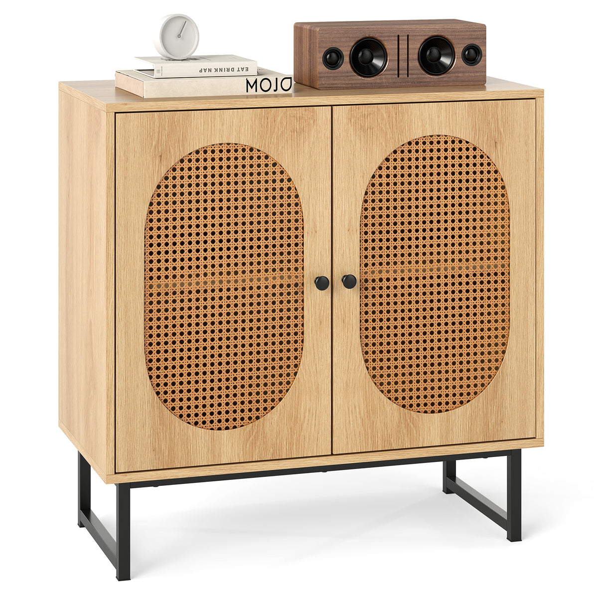 Rattan Storage Cabinet 2 Doors Natural