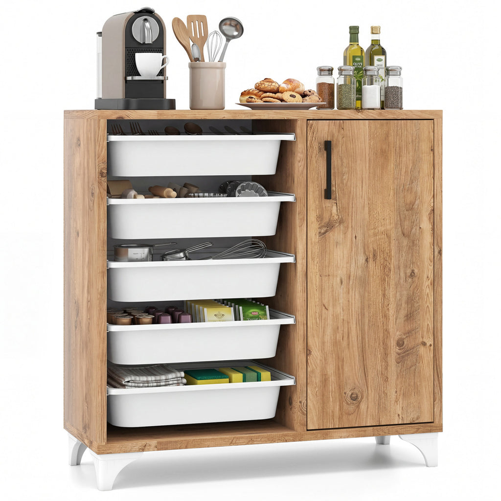 Buffet Cabinet Sideboard with 5 Drawers – Single Door