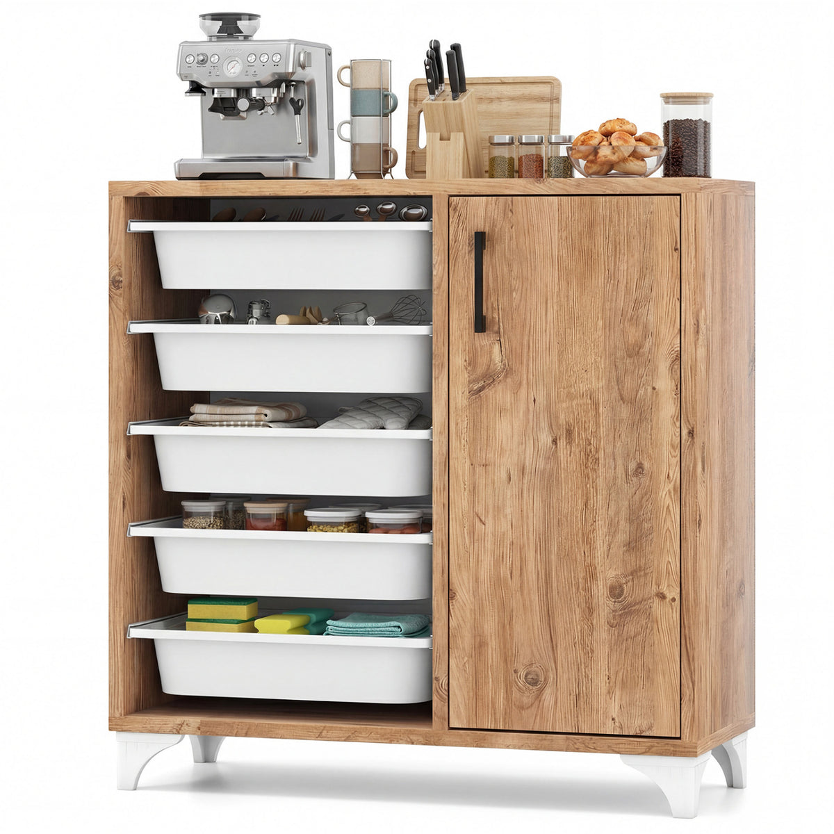 Buffet Cabinet Sideboard with 5 Drawers – Single Door