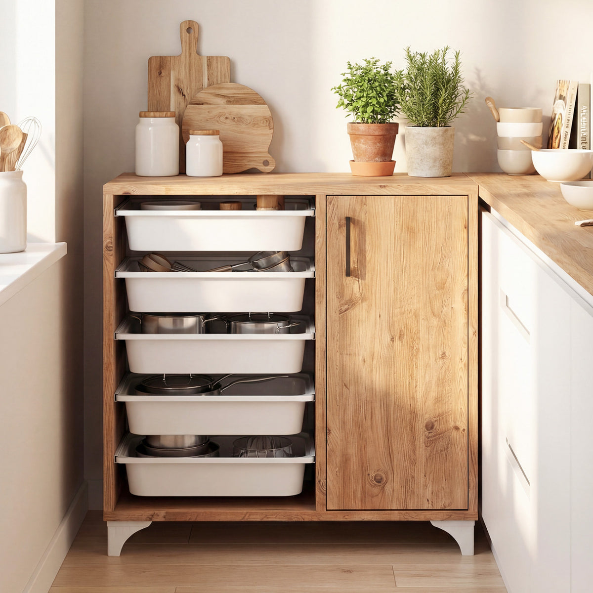Buffet Cabinet Sideboard with 5 Drawers – Single Door
