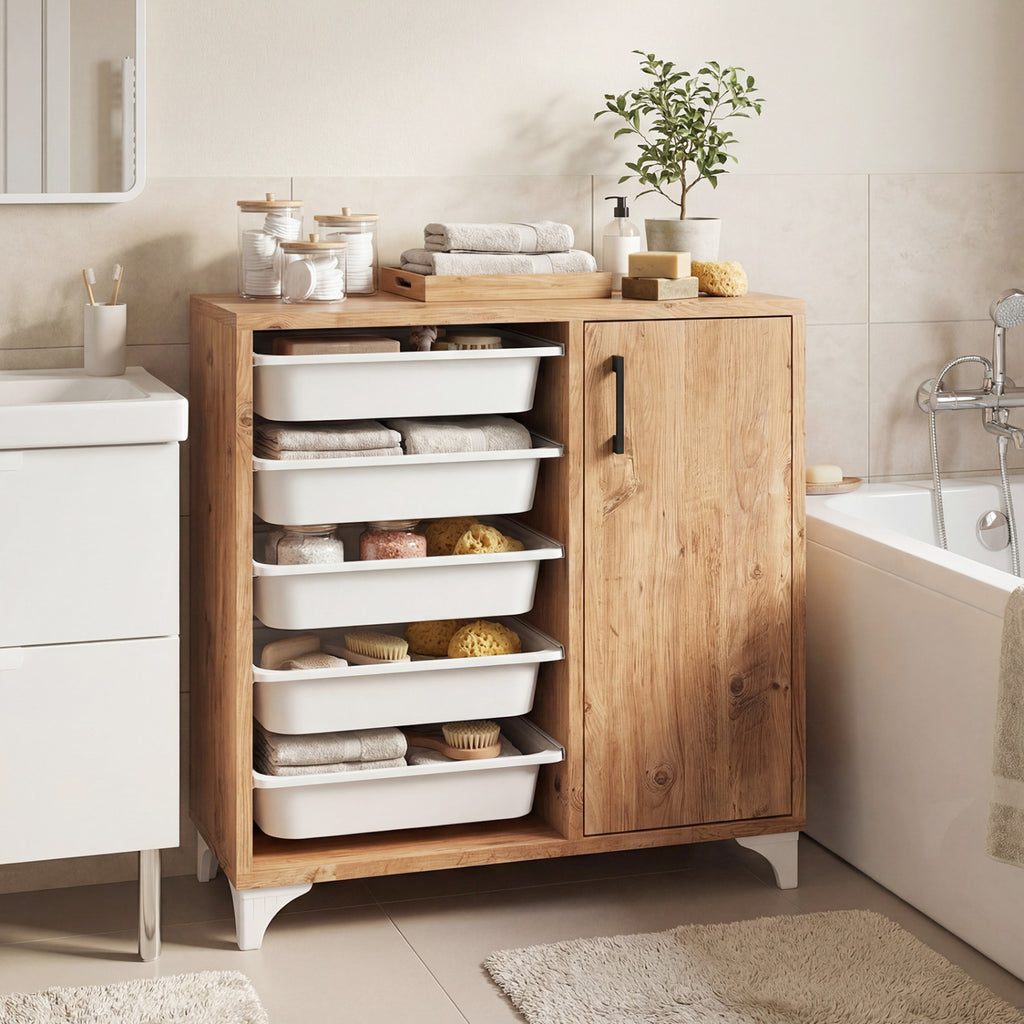 Buffet Cabinet Sideboard with 5 Drawers - Single Door