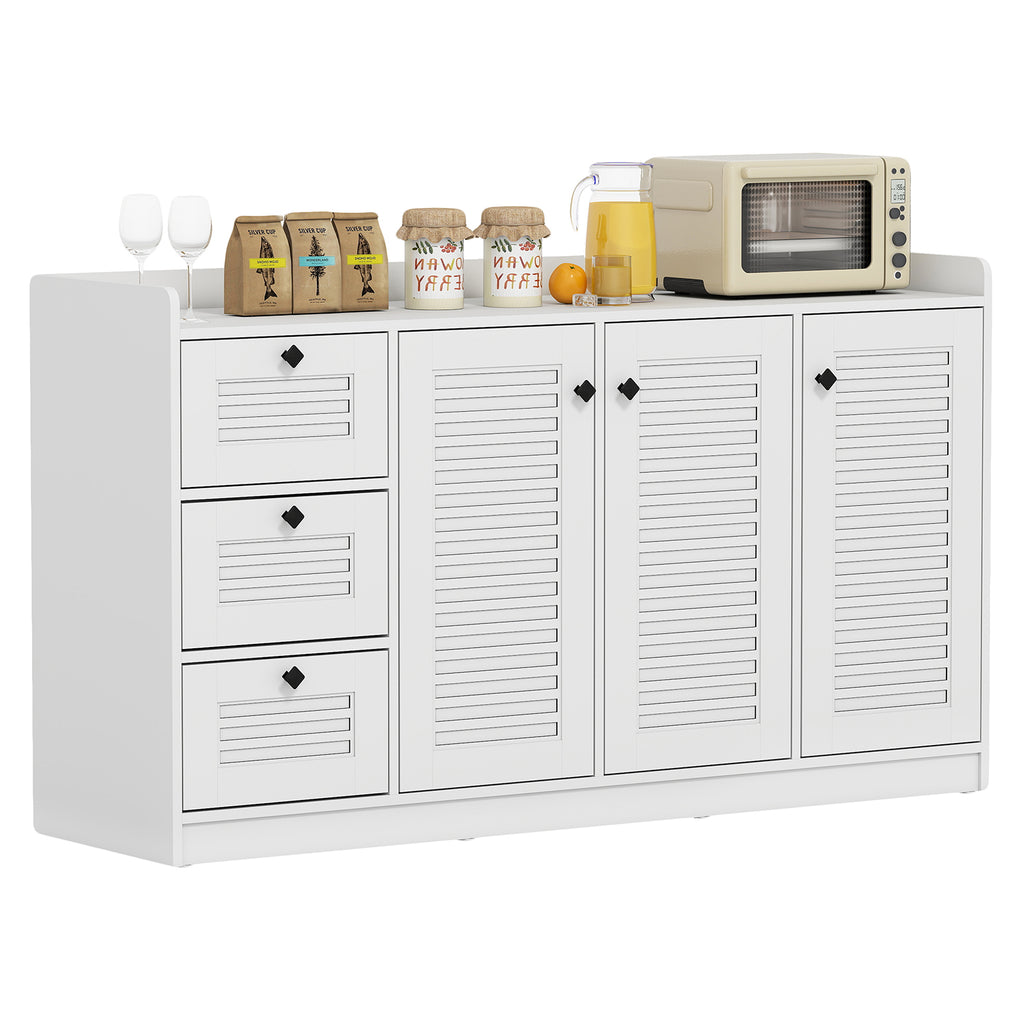 Modern Sideboard Cabinet with 3 Doors & Storage - White