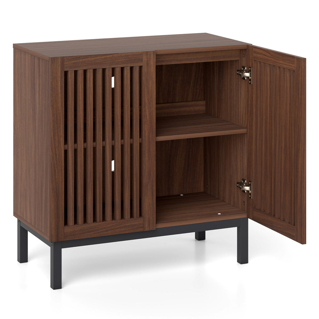 32" Wooden Sideboard Buffet Cabinet with Storage - Walnut