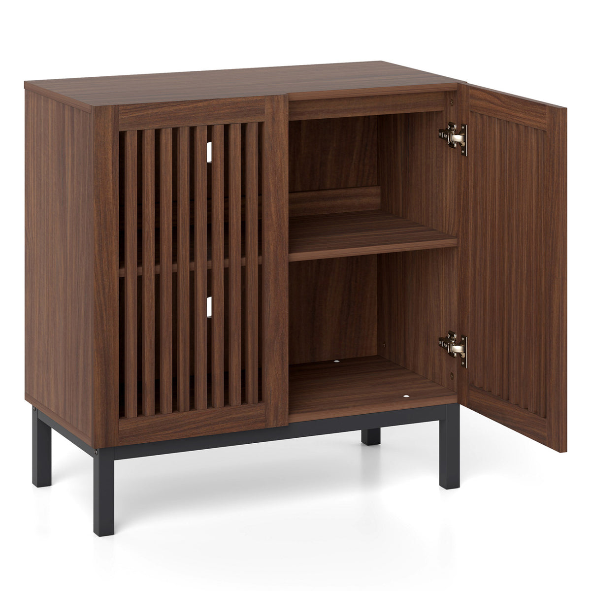 32" Wooden Sideboard Buffet Cabinet with Storage - Walnut