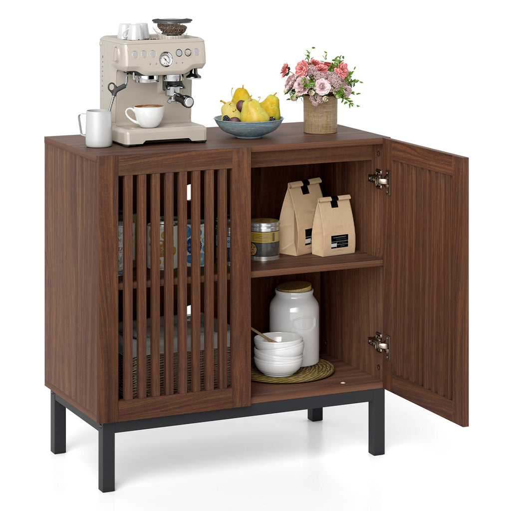 32" Wooden Sideboard Buffet Cabinet with Storage - Walnut