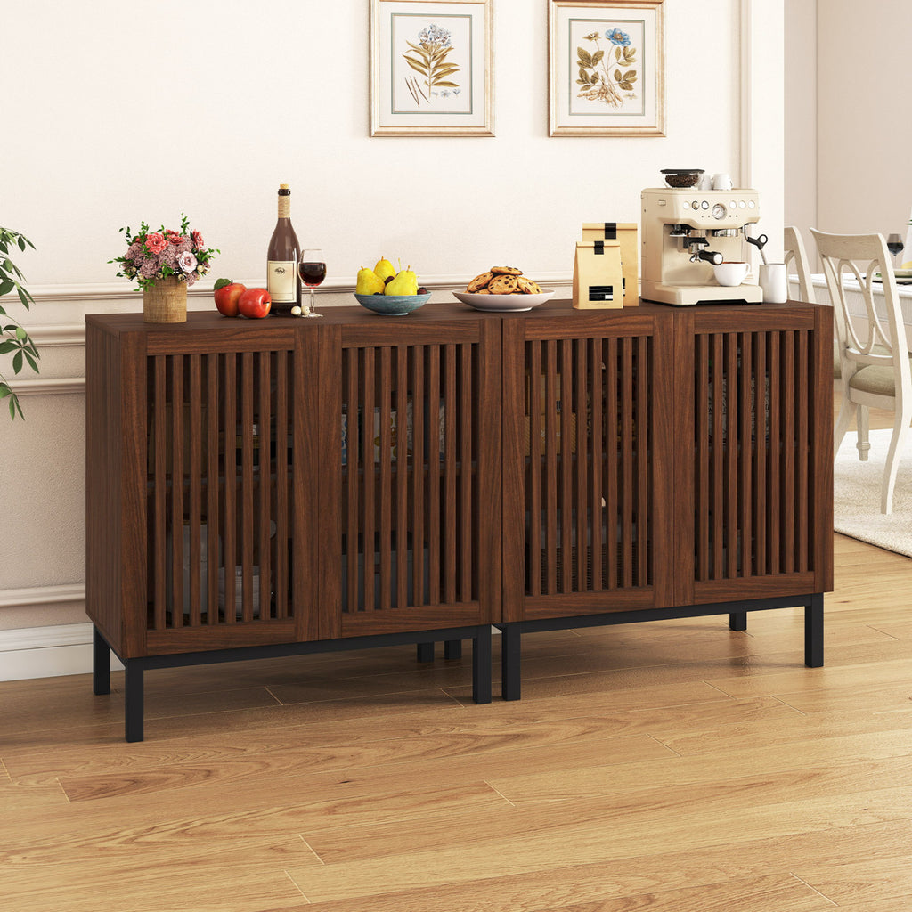 32" Wooden Sideboard Buffet Cabinet with Storage - Walnut