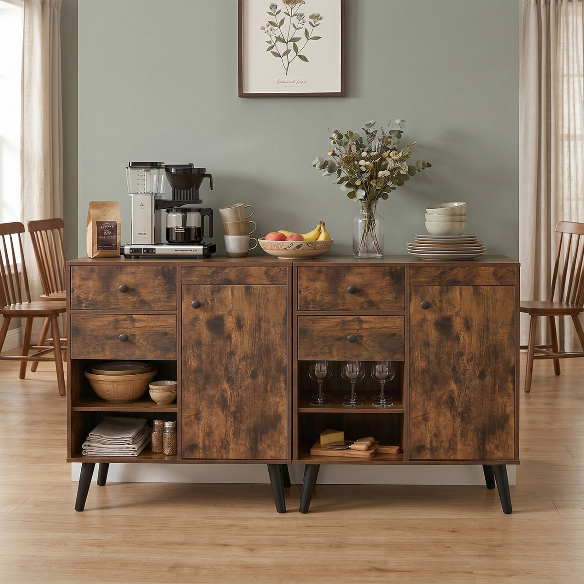 31" Sideboard Cabinet with Drawers & Storage - Natural