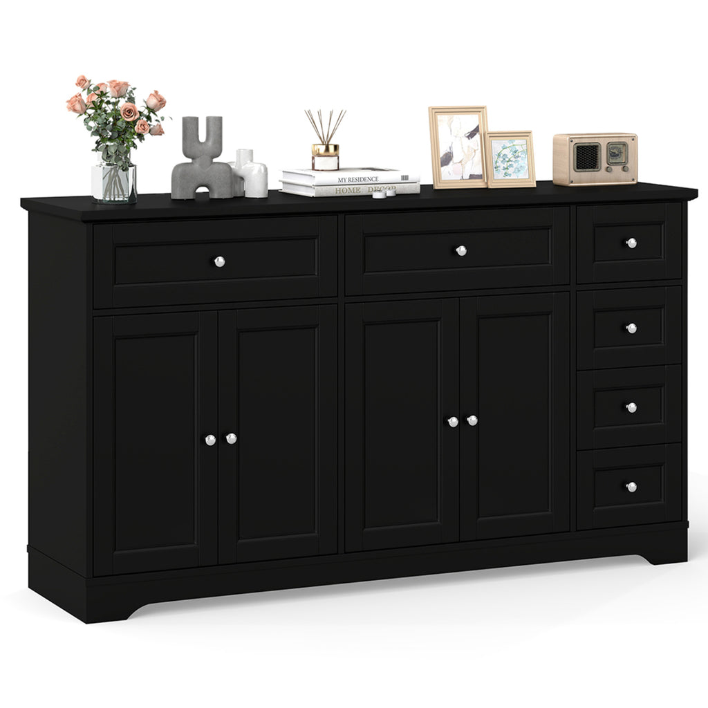 Costway 59-Inch Modern Coffee Bar Sideboard Console Table Black - Kitchen Storage