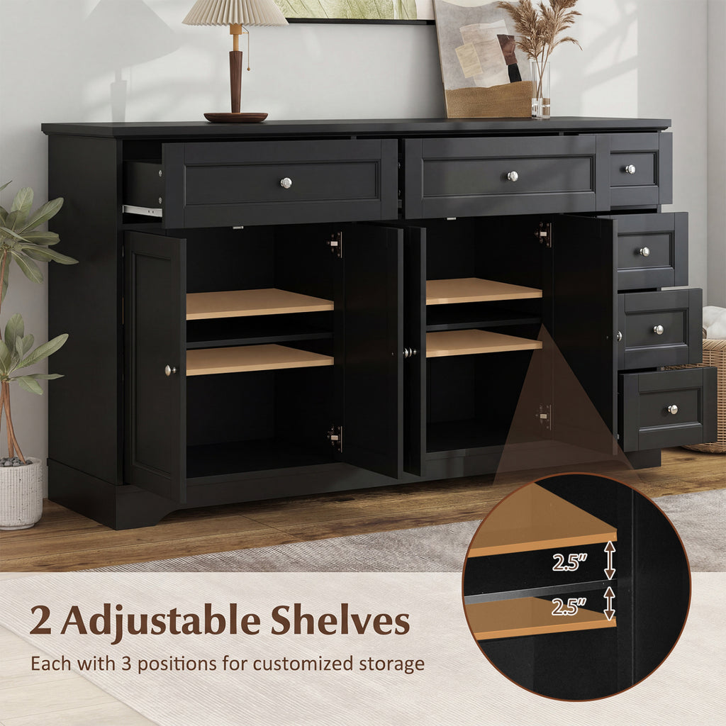 Costway 59-Inch Modern Coffee Bar Sideboard Console Table Black - Kitchen Storage