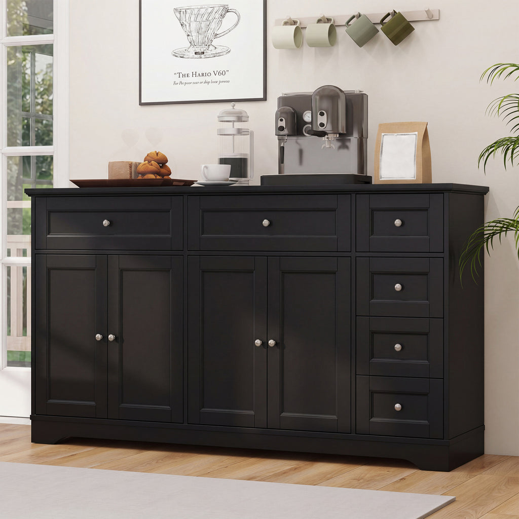 59" Modern Coffee Bar Station Console Table - Black
