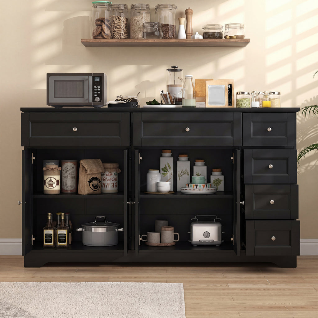 Costway 59-Inch Modern Coffee Bar Sideboard Console Table Black - Kitchen Storage