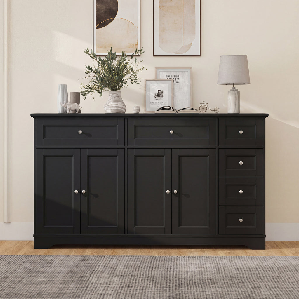 59" Modern Coffee Bar Station Console Table - Black