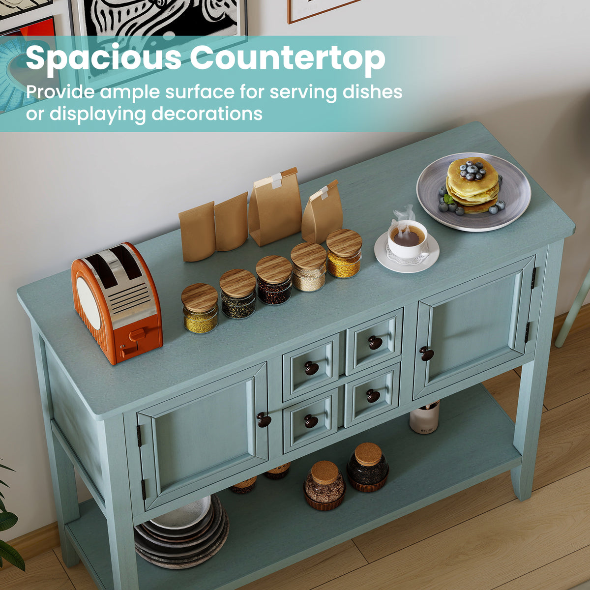 Buffet Sideboard Cabinet 2 Door 2 Drawer - Blue