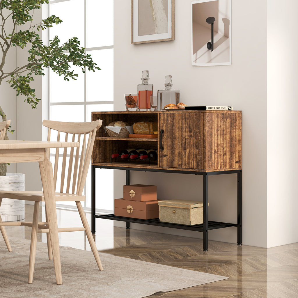 Rustic Brown Buffet Sideboard Cabinet with Power Outlets
