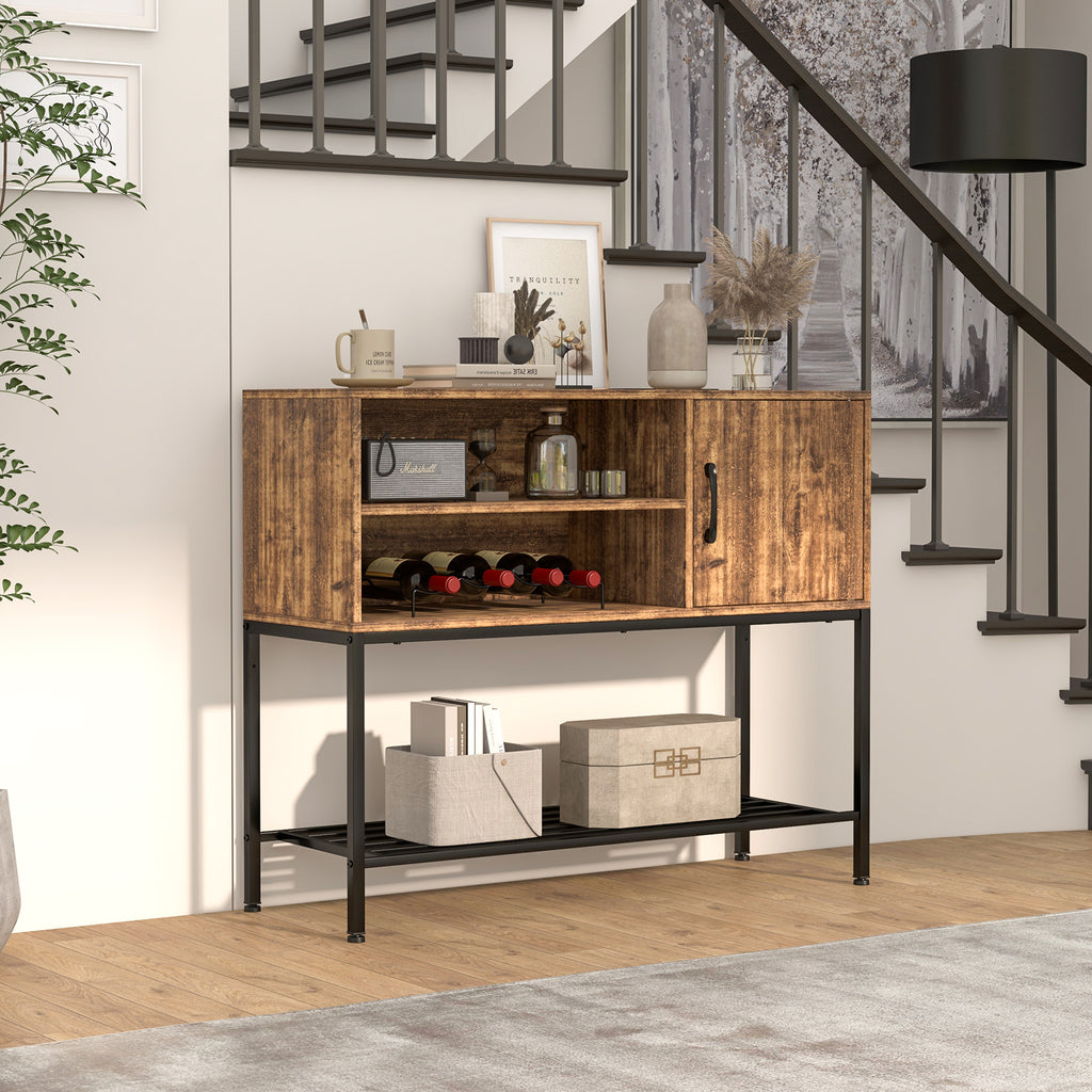 Rustic Brown Buffet Sideboard Cabinet with Power Outlets