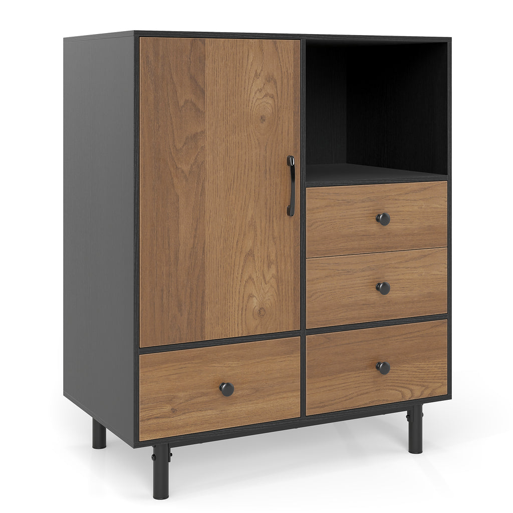 Mid Century Modern Buffet Sideboard with 4 Drawers - Black