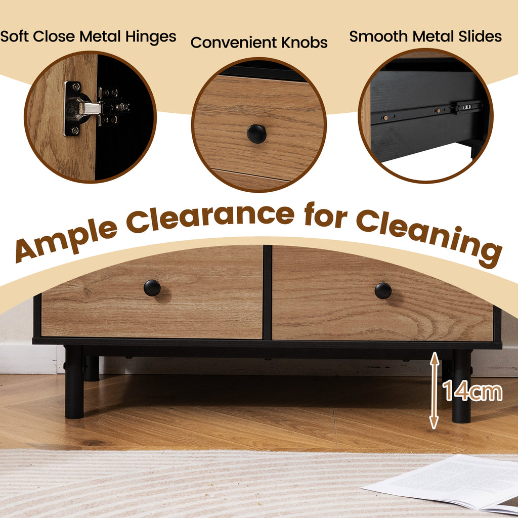 Mid Century Modern Buffet Sideboard with 4 Drawers - Black