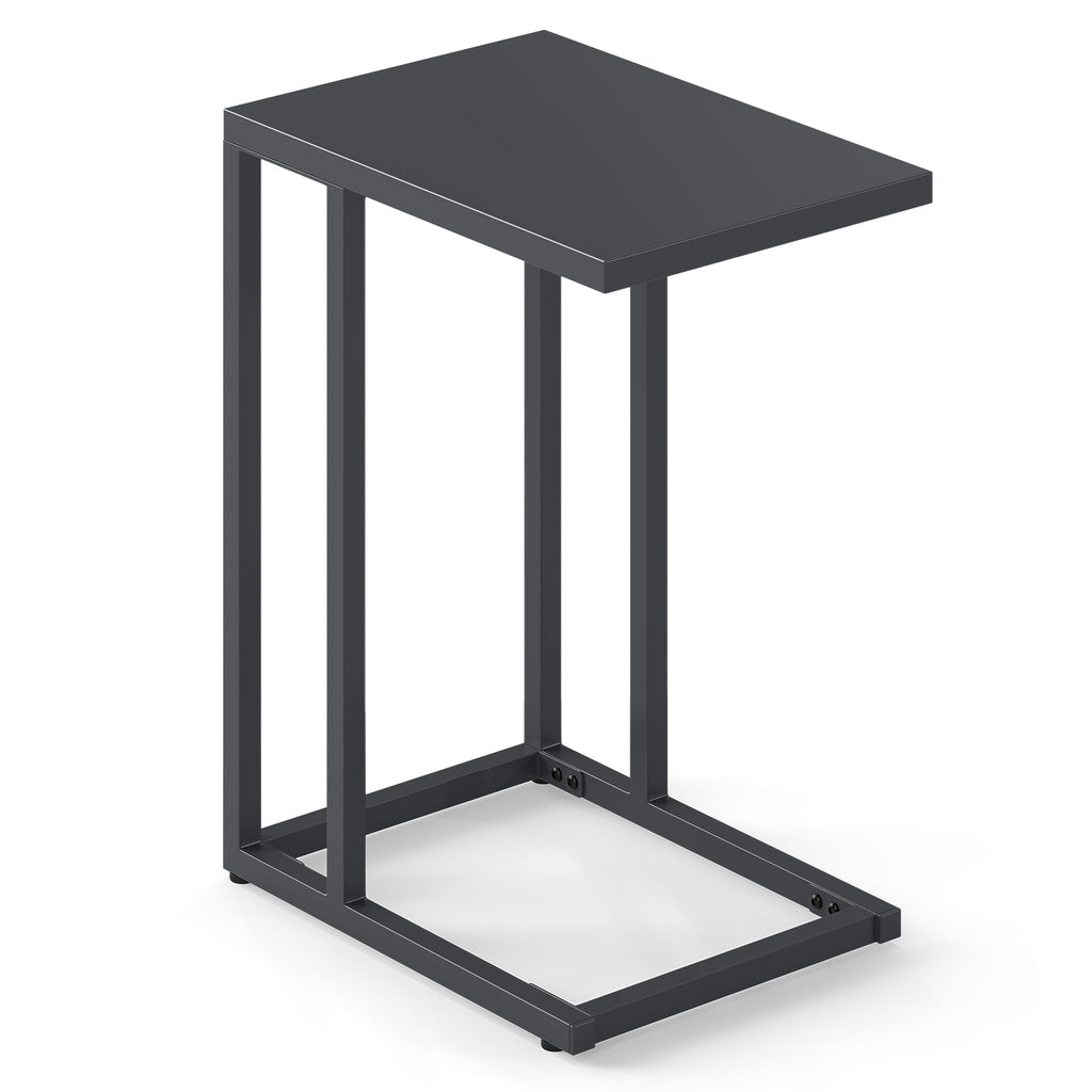 C-Shaped Side Table with Adjustable Foot Pads, Dark Gray