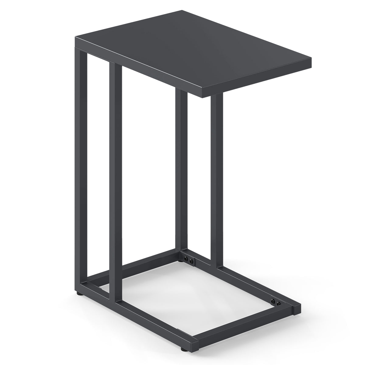 C-Shaped Side Table with Adjustable Foot Pads, Dark Gray