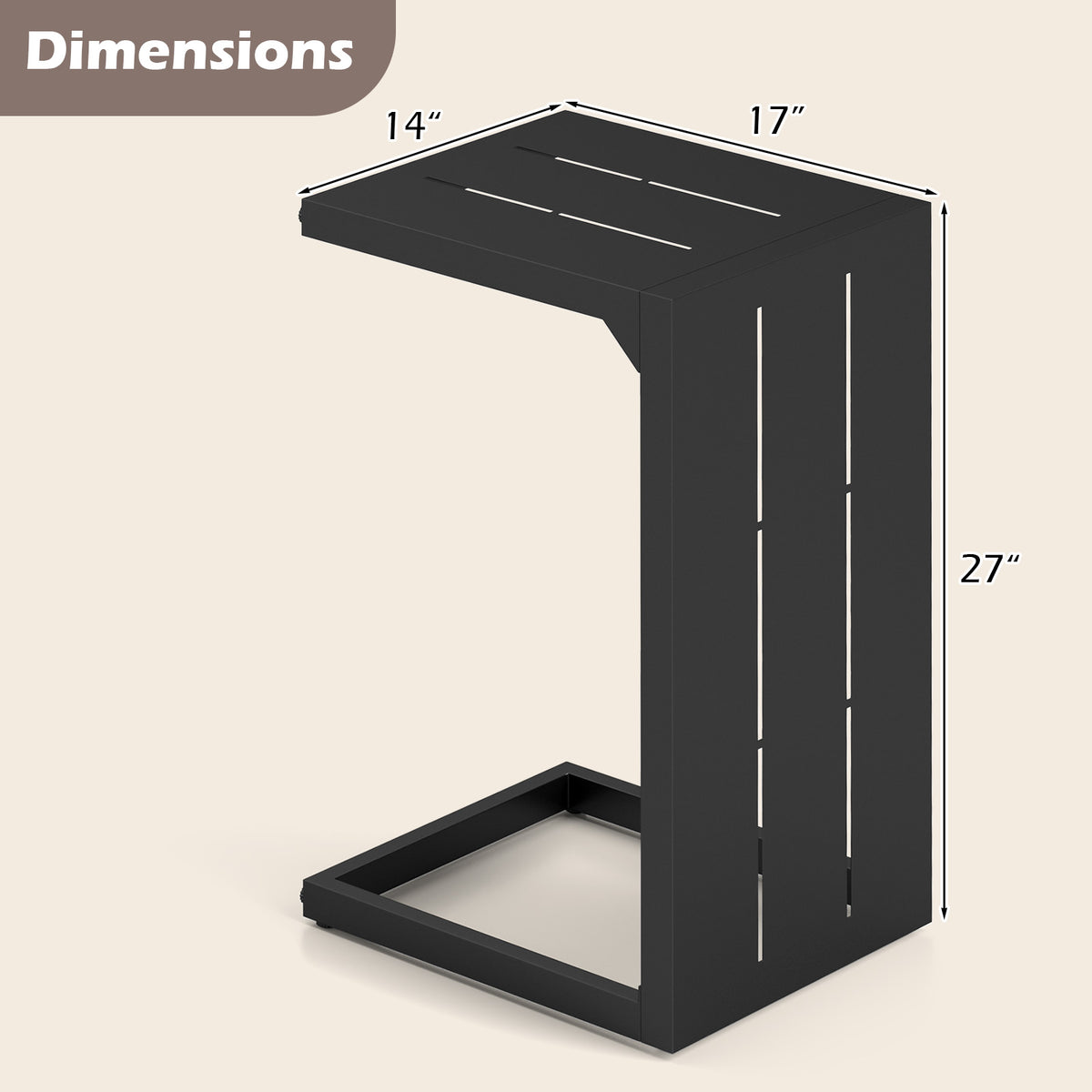 C-Shaped End Table Convertible Coffee with Adjustable Foot Pads