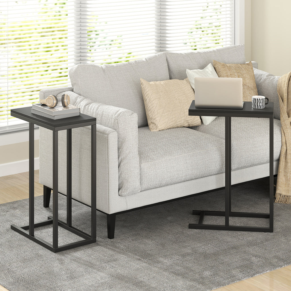 C-Shaped Side Table, Black - Narrow End Table